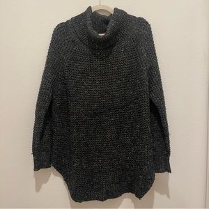 Free People Dylan Tweedy Turtleneck Sweater Oversized Wool Linen